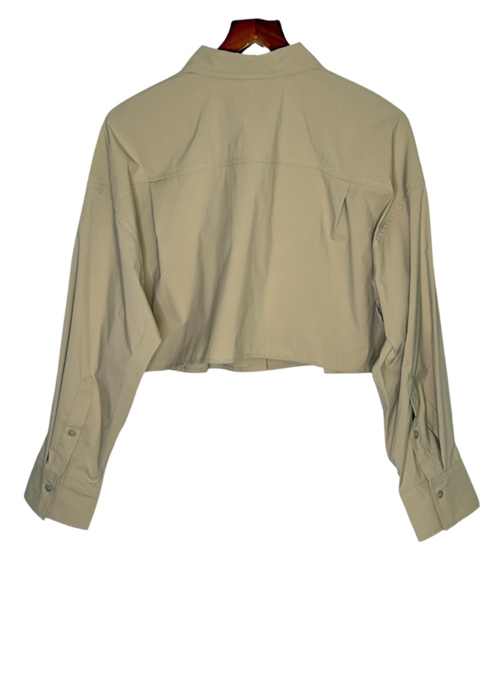 NWT Athleta Midday Ultra Cropped Poplin Shirt • Ecru • Size L - Picture 4 of 11